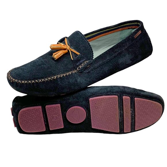 Ted Baker London Urbonn Navy Suede Leather‎ Tassel Driver Loafers